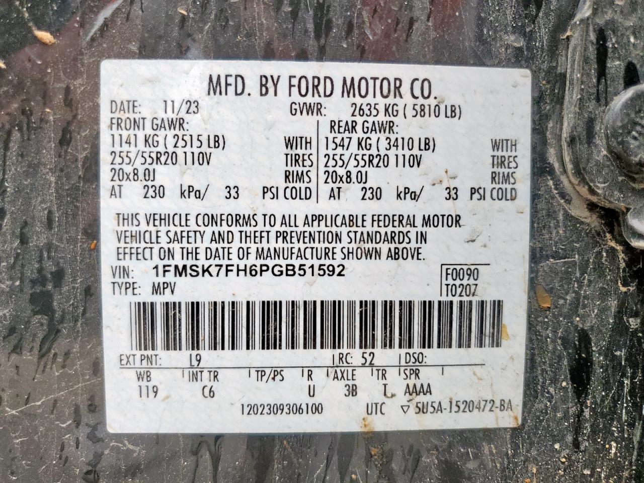 1FMSK7FH6PGB51592 FORD EXPLORER 2023