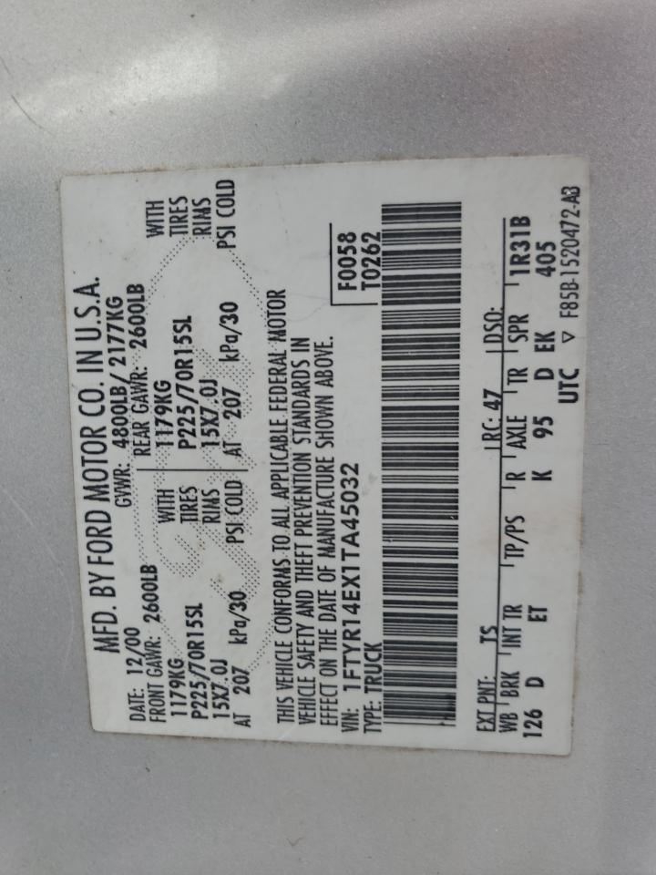 2001 Ford Ranger Super Cab VIN: 1FTYR14EX1TA45032 Lot: 60399435