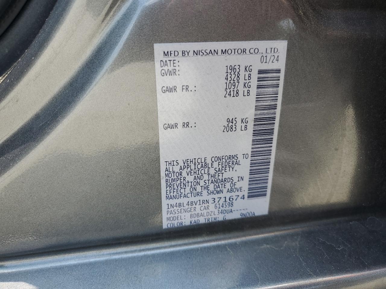 1N4BL4BV1RN371674 NISSAN ALTIMA 2024