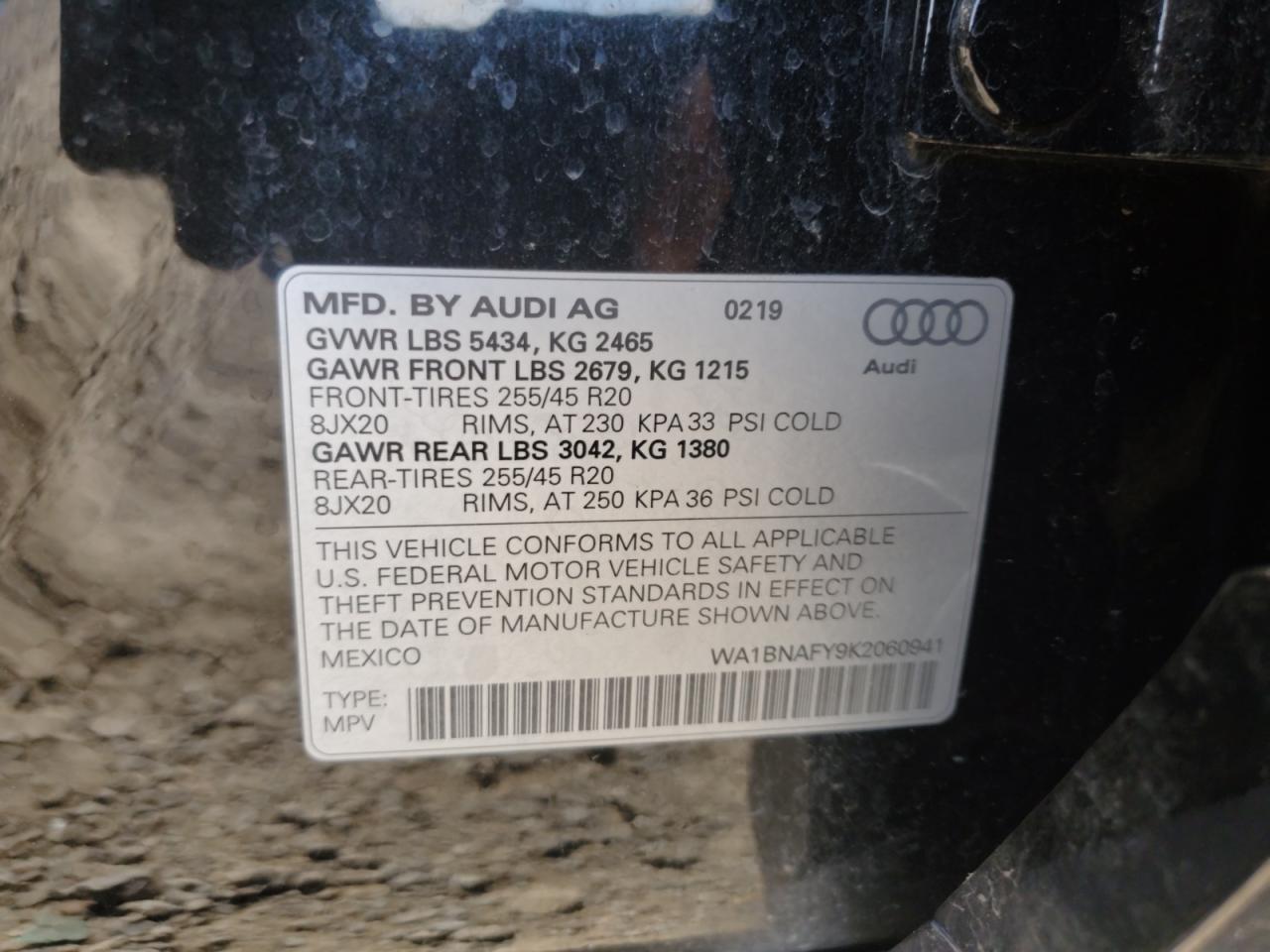 2019 Audi Q5 Premium Plus VIN: WA1BNAFY9K2060941 Lot: 62393915