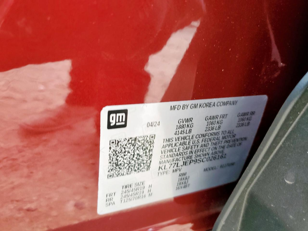 2025 Chevrolet Trax 2Rs VIN: KL77LJEP9SC026161 Lot: 62530585