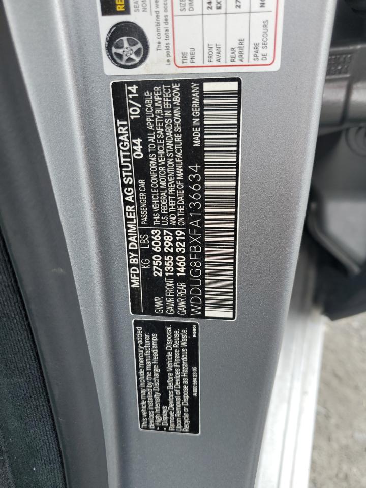 2015 Mercedes-Benz S 550 4Matic VIN: WDDUG8FBXFA136634 Lot: 60759095