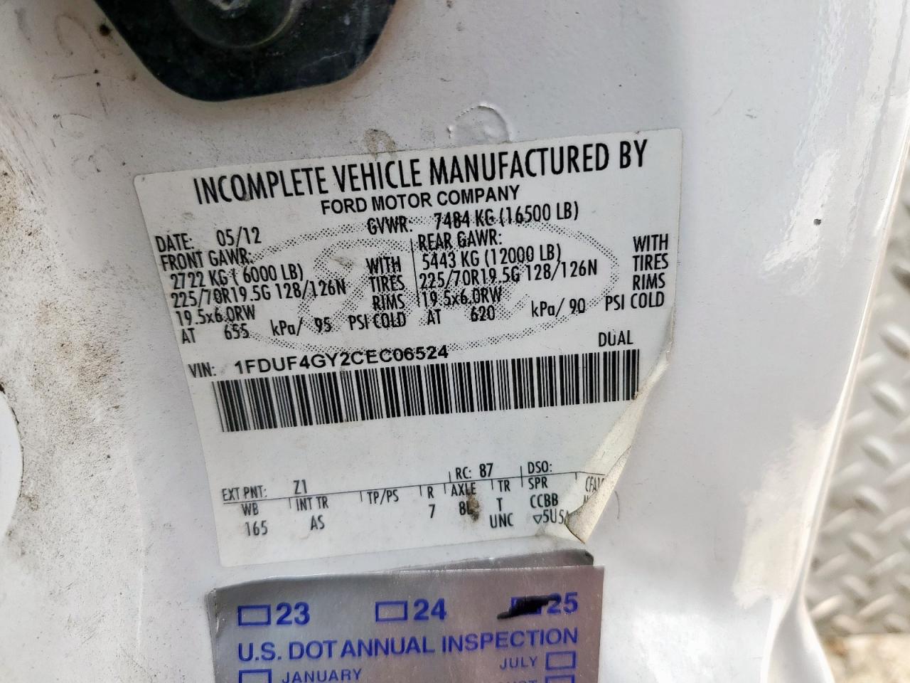 2012 Ford F450 Super Duty VIN: 1FDUF4GY2CEC06524 Lot: 59286505