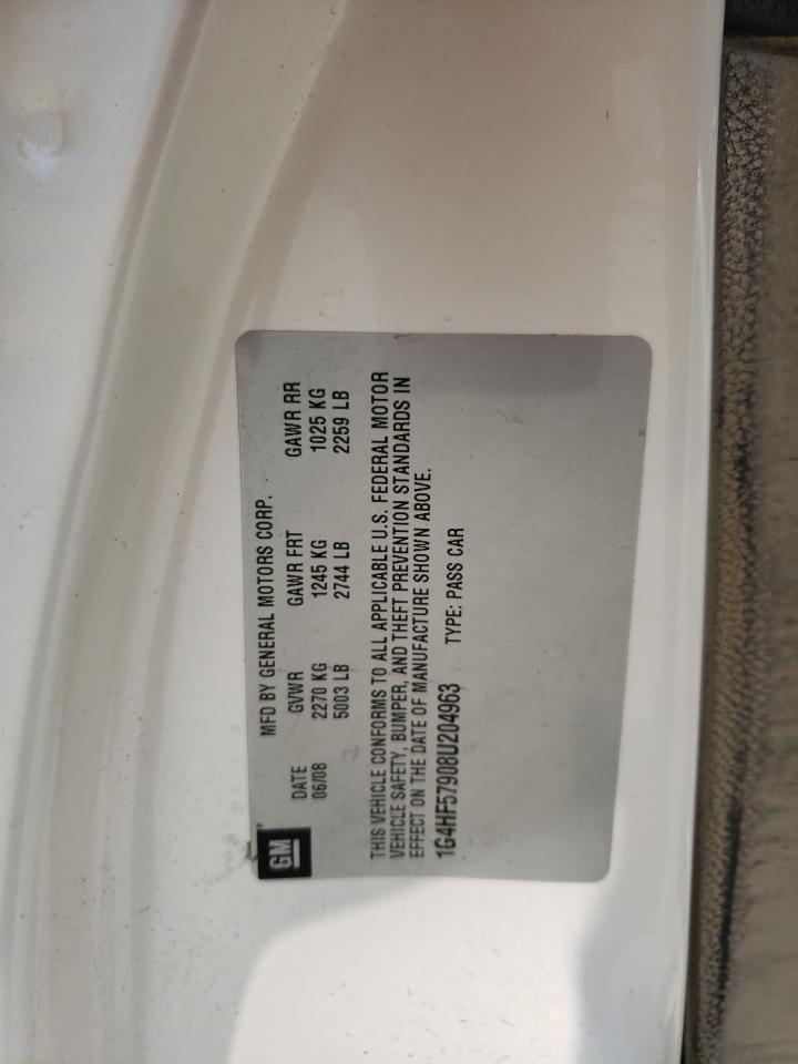 2008 Buick Lucerne Super Series VIN: 1G4HF57908U204963 Lot: 59178445