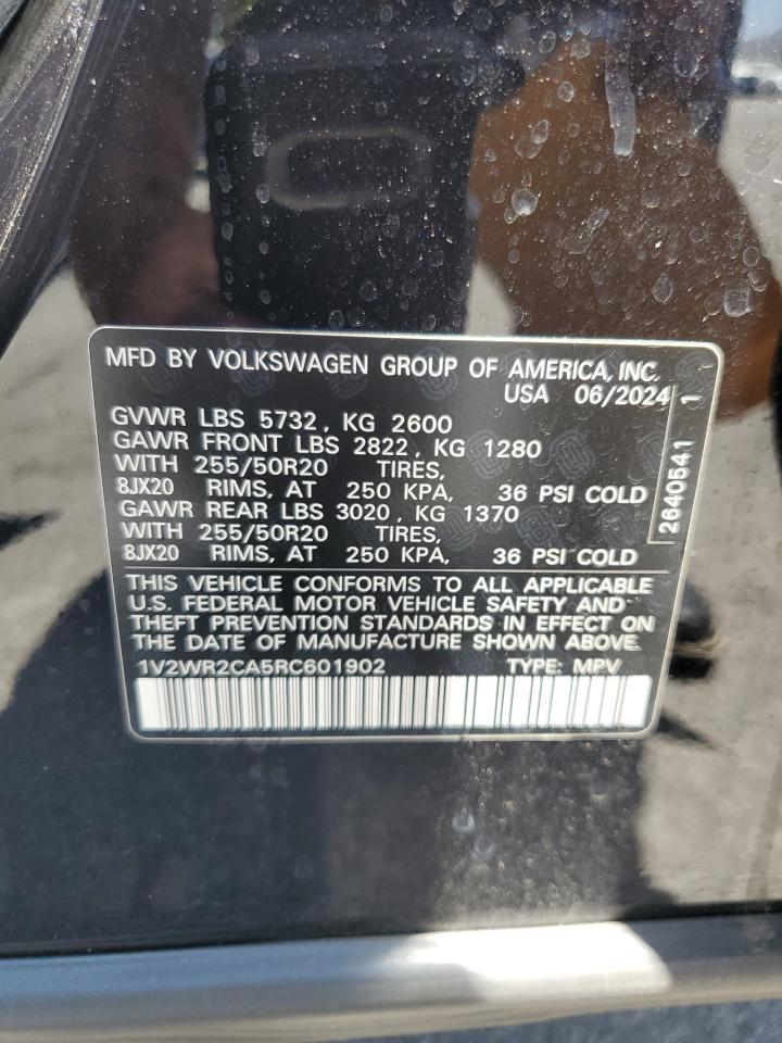 2024 Volkswagen Atlas Se VIN: 1V2WR2CA5RC601902 Lot: 62938035