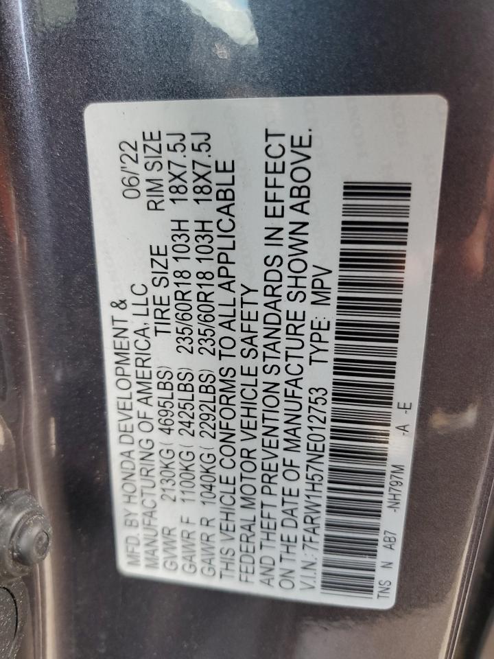 2022 Honda Cr-V Ex VIN: 7FARW1H57NE012753 Lot: 62746525
