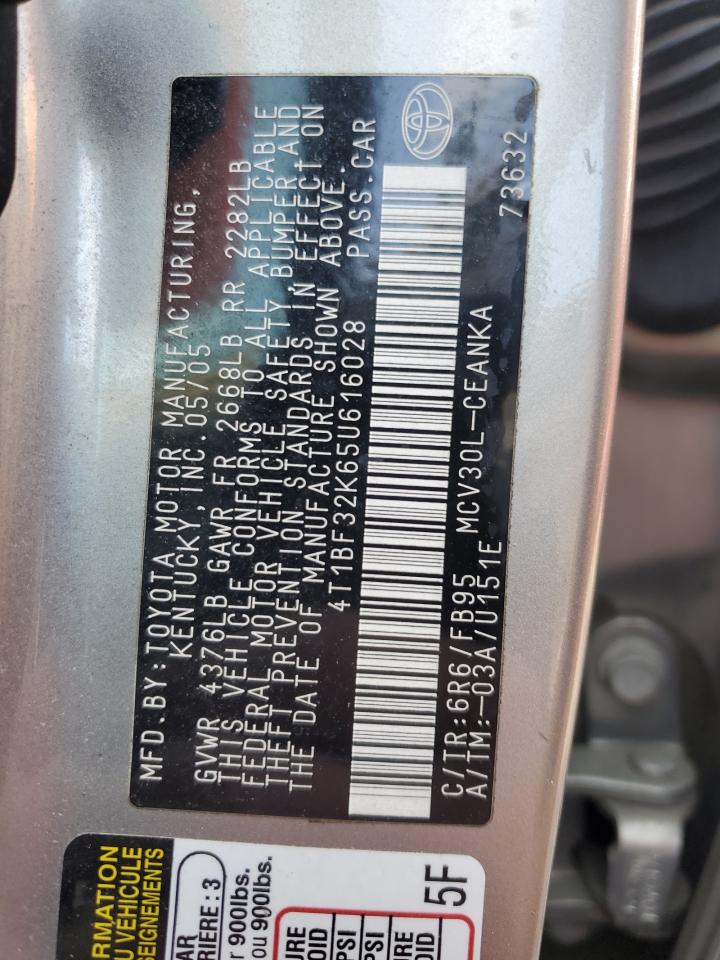 2005 Toyota Camry Le VIN: 4T1BF32K65U616028 Lot: 59087695