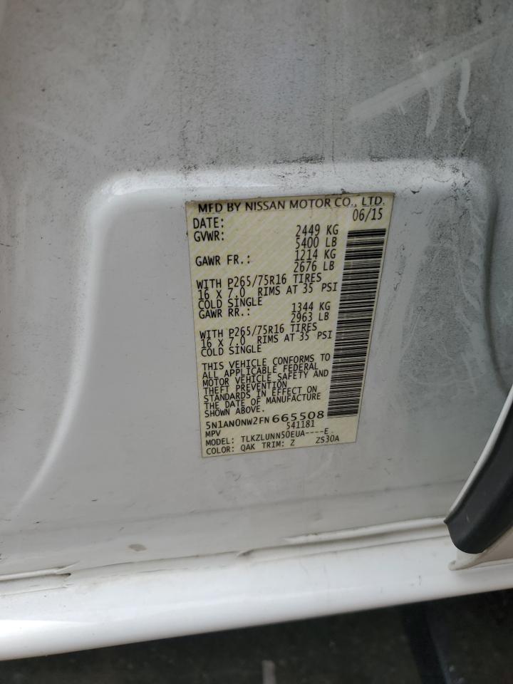 2015 Nissan Xterra X VIN: 5N1AN0NW2FN665508 Lot: 62955385