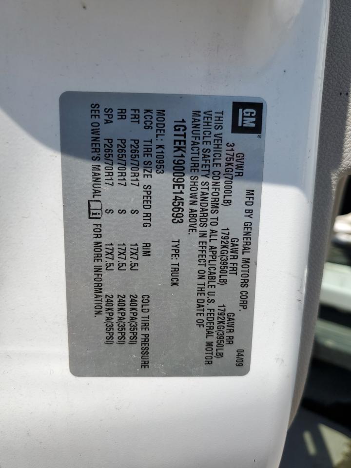 2009 GMC Sierra K1500 VIN: 1GTEK19009E145693 Lot: 61687475