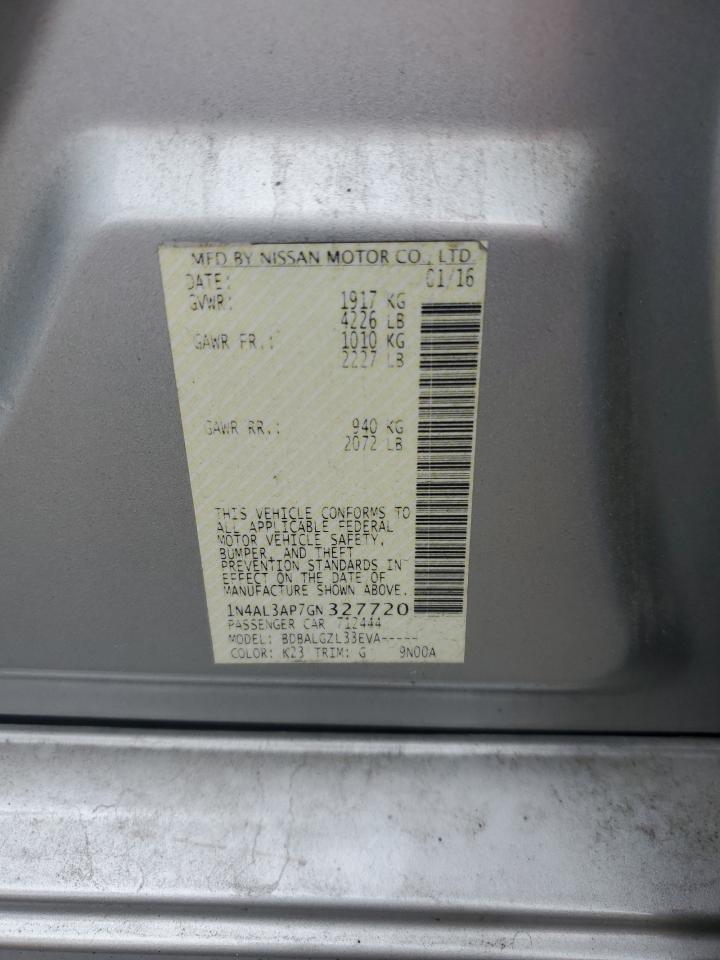 2016 Nissan Altima 2.5 VIN: 1N4AL3AP7GN327720 Lot: 60242365
