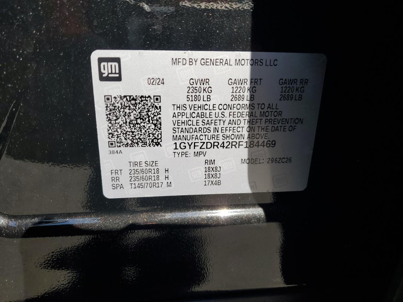 2024 Cadillac Xt4 Premium Luxury VIN: 1GYFZDR42RF184469 Lot: 62837405