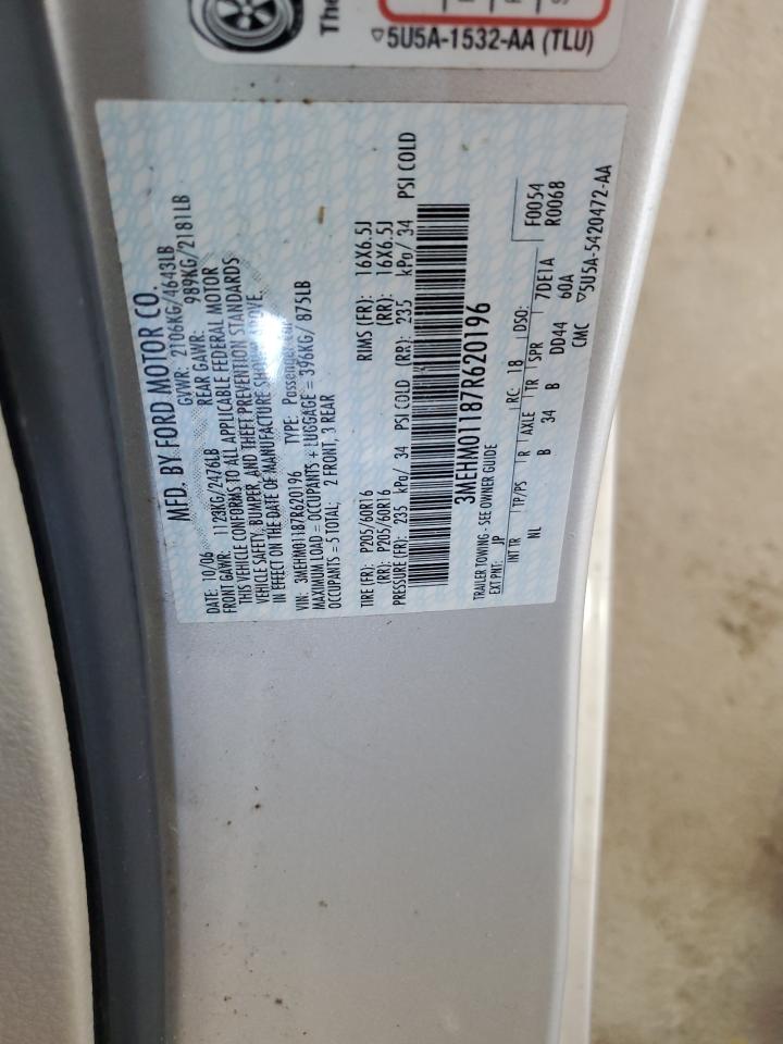 2007 Mercury Milan VIN: 3MEHM01187R620196 Lot: 60523615