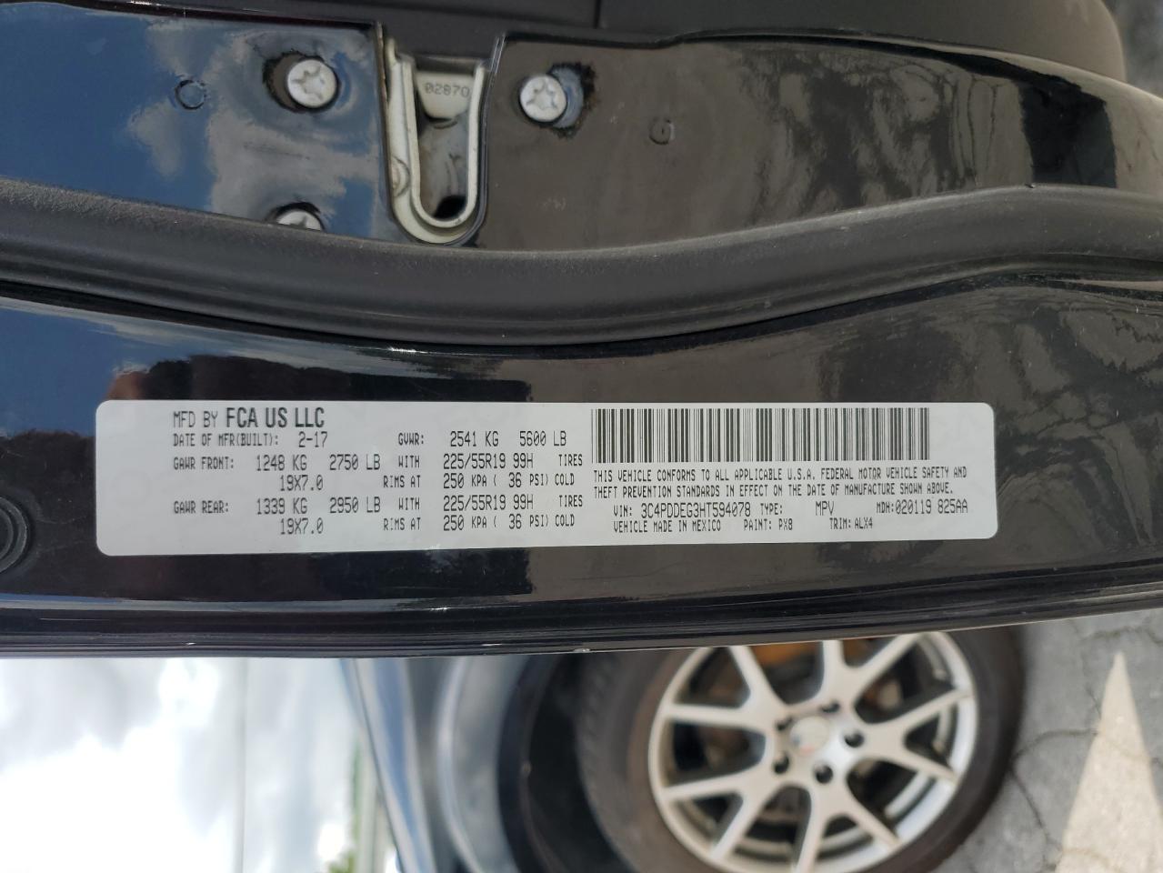 2017 Dodge Journey Gt VIN: 3C4PDDEG3HT594078 Lot: 62853955