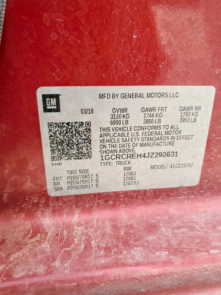 2018 Chevrolet Silverado C1500 Lt VIN: 1GCRCREH4JZ290631 Lot: 62286695