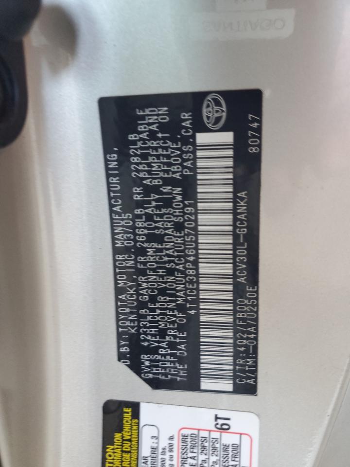 2006 Toyota Camry Solara Se VIN: 4T1CE38P46U570291 Lot: 61226635