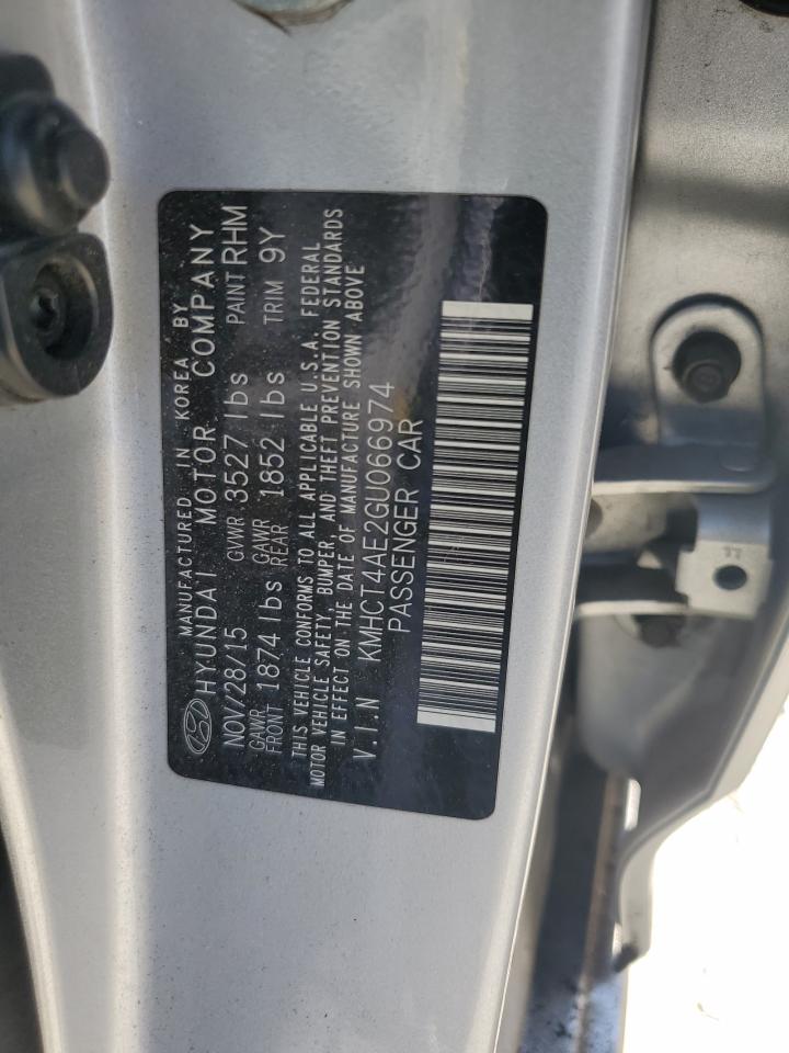 2016 Hyundai Accent Se VIN: KMHCT4AE2GU066974 Lot: 62755485