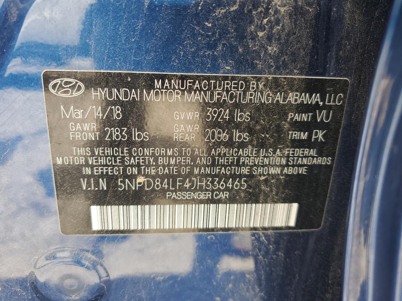 2018 Hyundai Elantra Sel VIN: 5NPD84LF4JH336465 Lot: 62952915