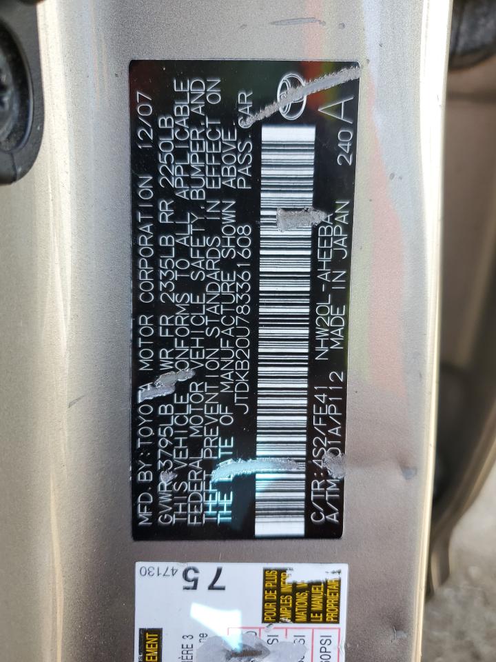 TOYOTA PRIUS 2008 VIN JTDKB20U783361608 zdjęcie 13