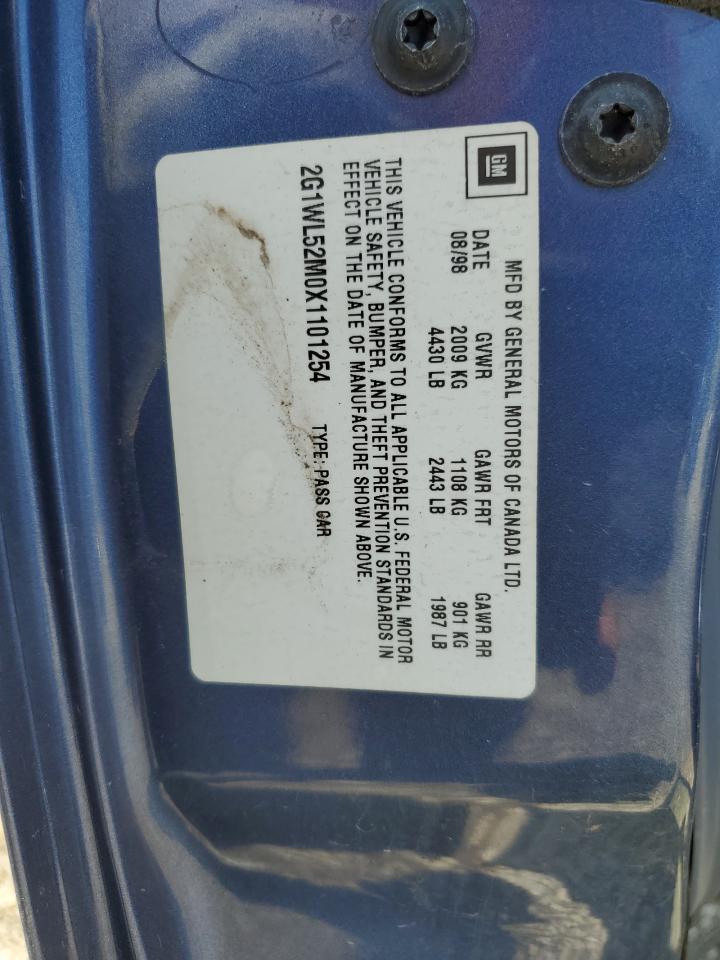 1999 Chevrolet Lumina Base VIN: 2G1WL52M0X1101254 Lot: 61193435