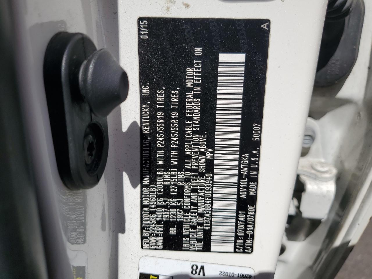 2015 Toyota Venza Le VIN: 4T3ZA3BB4FU093940 Lot: 61346885