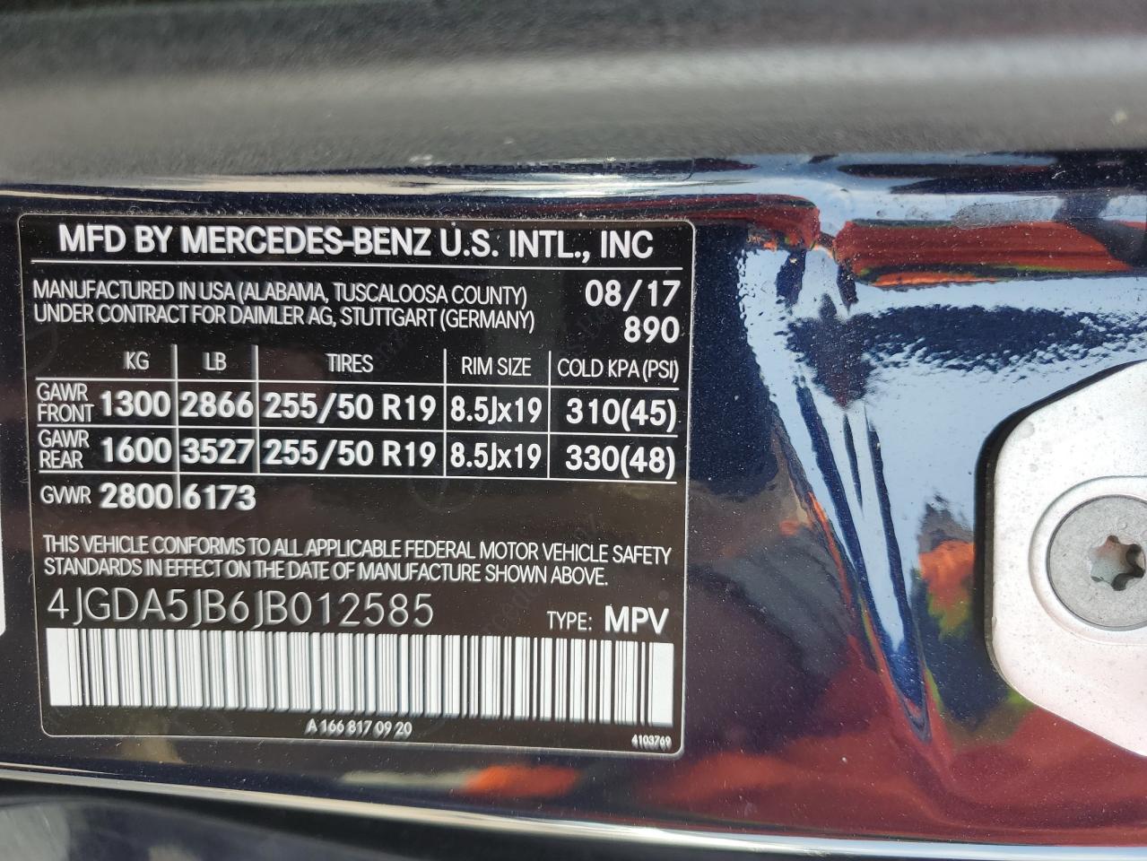 2018 Mercedes-Benz Gle 350 VIN: 4JGDA5JB6JB012585 Lot: 58899415
