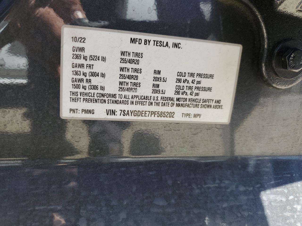 TESLA MODEL Y 2023 VIN 7SAYGDEE7PF585202 zdjęcie 12