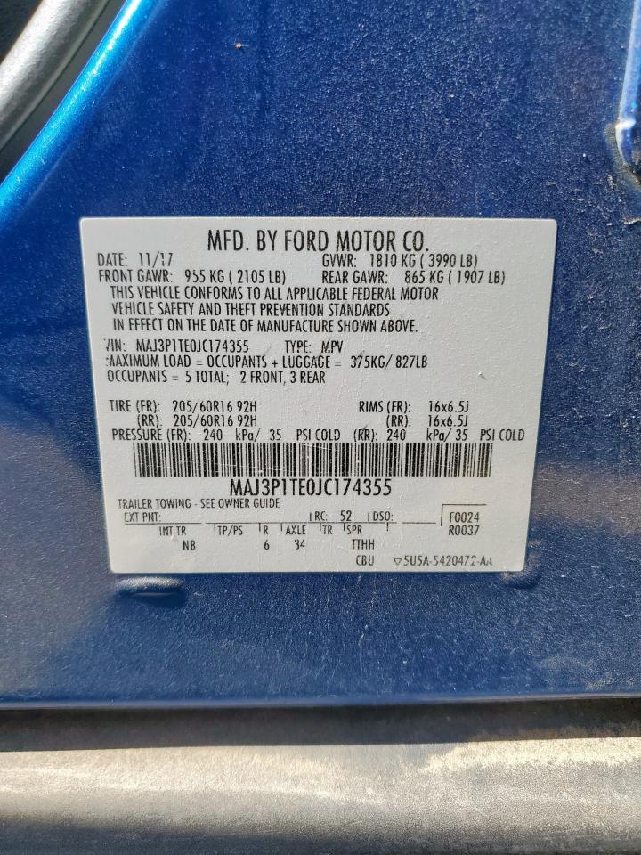 2018 Ford Ecosport Se VIN: MAJ3P1TE0JC174355 Lot: 62561455