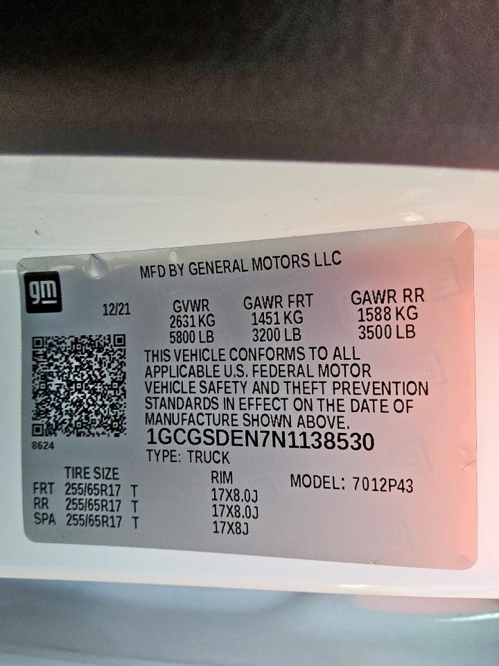 1GCGSDEN7N1138530 CHEVROLET COLORADO 2022
