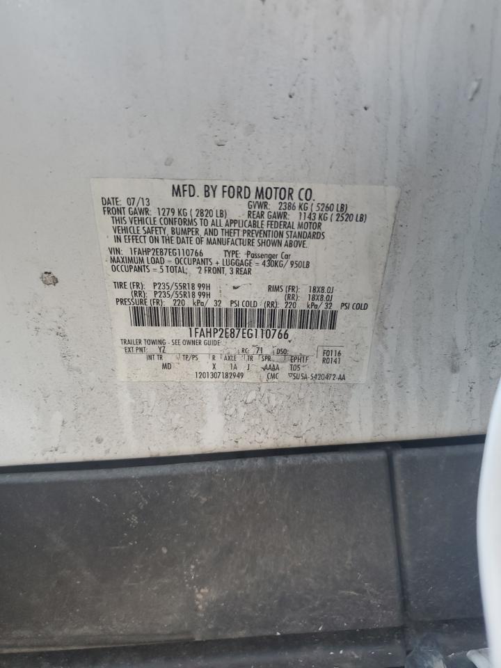 2014 Ford Taurus Sel VIN: 1FAHP2E87EG110766 Lot: 61650045