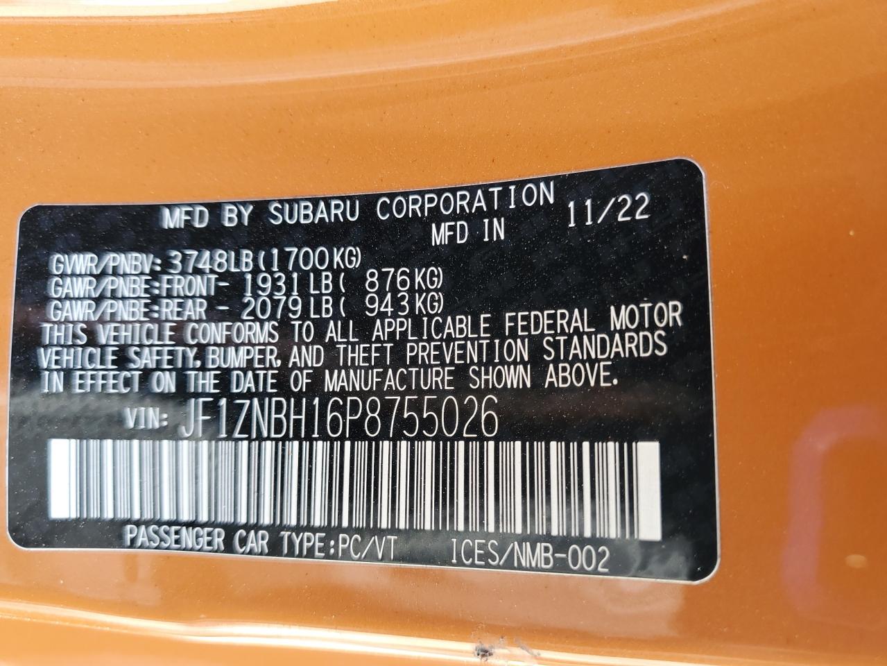 2023 Toyota Gr 86 Premium VIN: JF1ZNBH16P8755026 Lot: 60371835