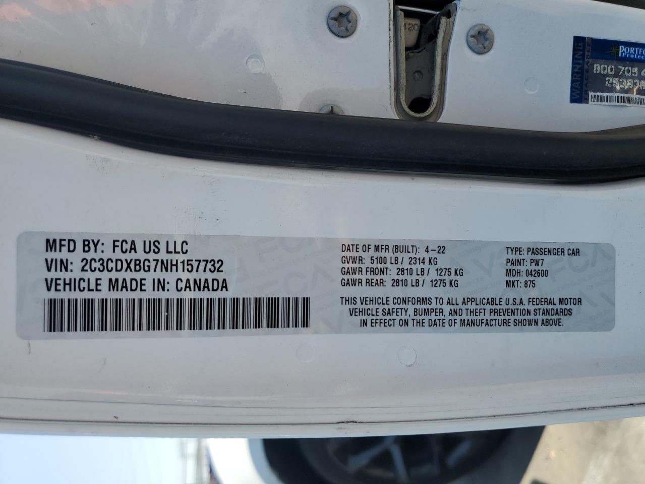 2022 Dodge Charger Sxt VIN: 2C3CDXBG7NH157732 Lot: 62603545