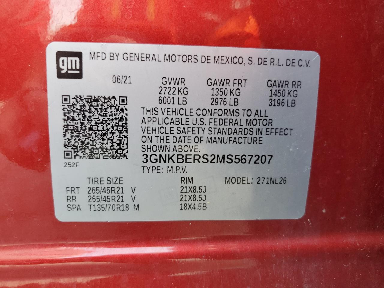 2021 Chevrolet Blazer Rs VIN: 3GNKBERS2MS567207 Lot: 61947845