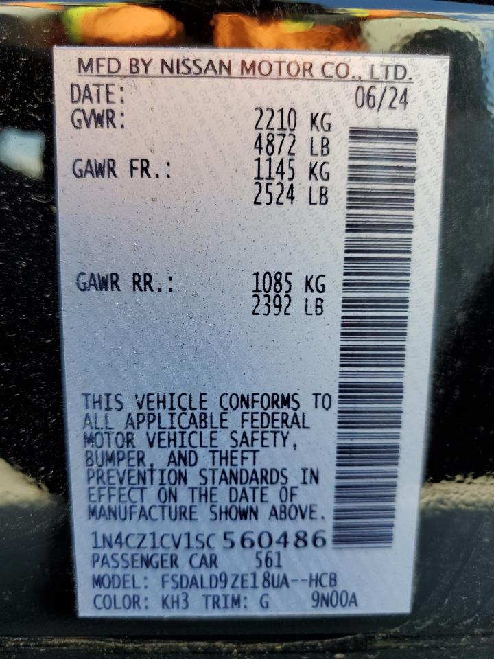 2025 Nissan Leaf Sv Plus VIN: 1N4CZ1CV1SC560486 Lot: 60669245