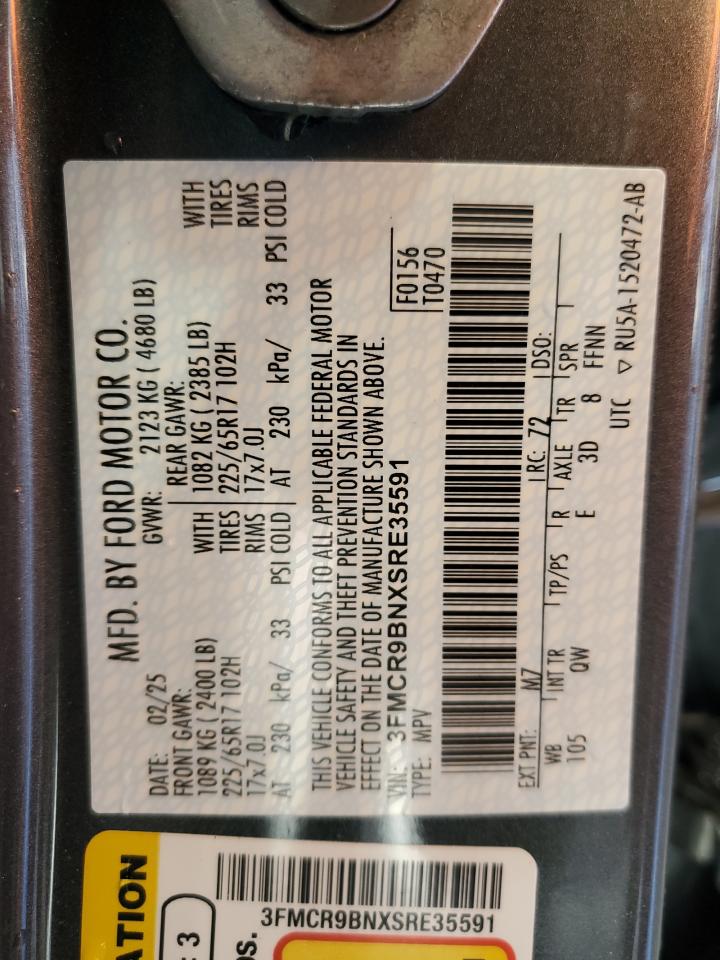 2025 Ford Bronco Sport Big Bend VIN: 3FMCR9BNXSRE35591 Lot: 62601735