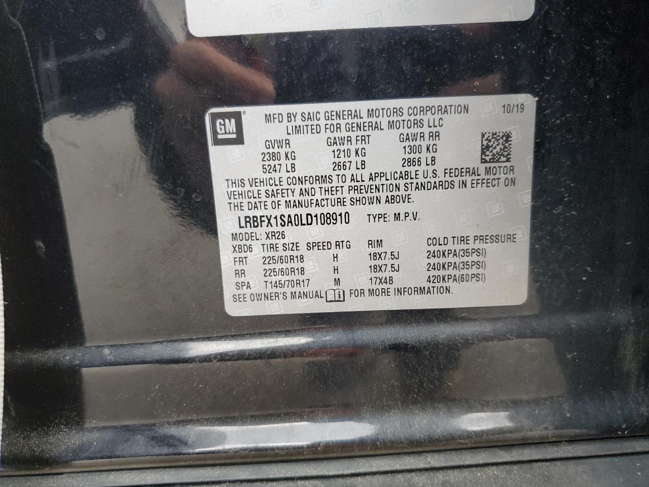 2020 Buick Envision Preferred VIN: LRBFX1SA0LD108910 Lot: 62222695