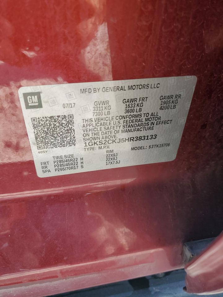 2017 GMC Yukon Denali VIN: 1GKS2CKJ5HR383133 Lot: 59686925