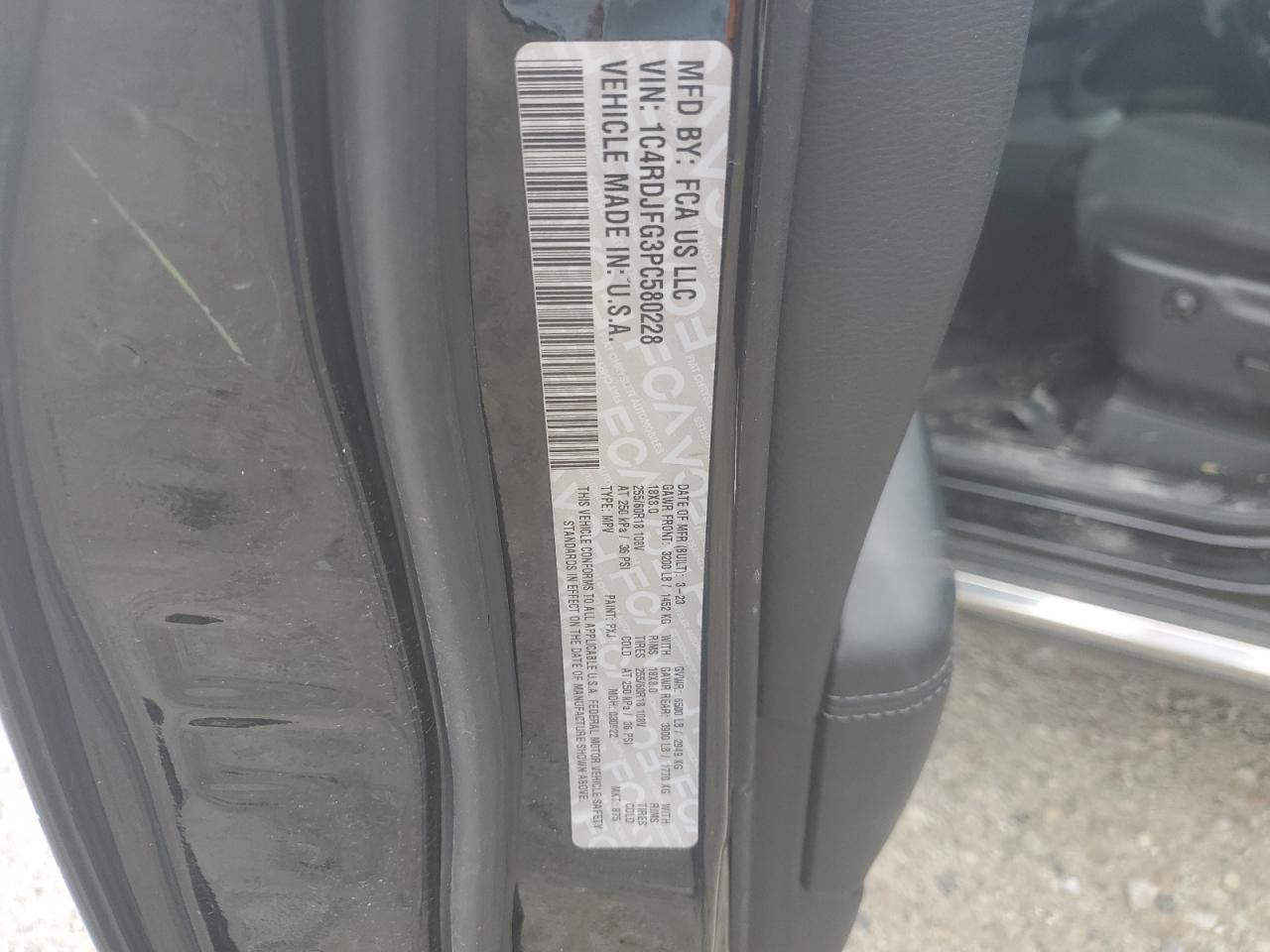 2023 Dodge Durango Pursuit VIN: 1C4RDJFG3PC580228 Lot: 62839705