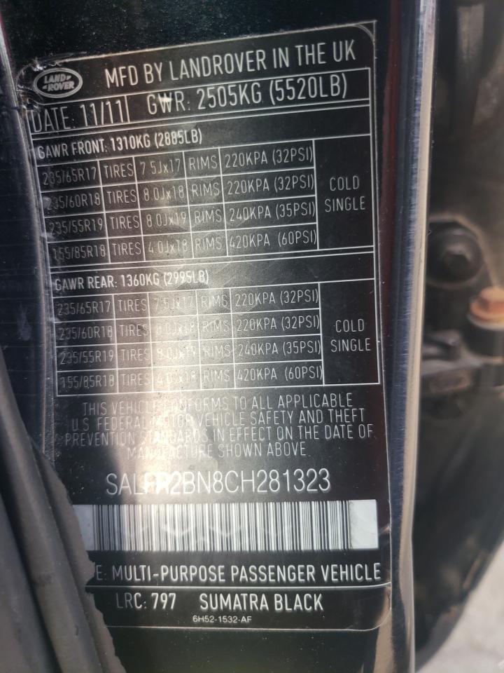 2012 Land Rover Lr2 Hse VIN: SALFR2BN8CH281323 Lot: 59335555