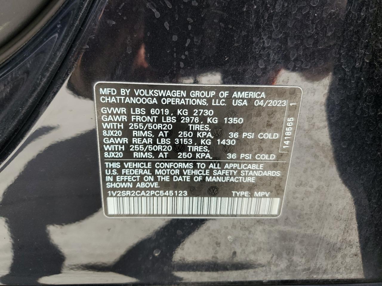 2023 Volkswagen Atlas Sel R-Line VIN: 1V2SR2CA2PC545123 Lot: 60618605