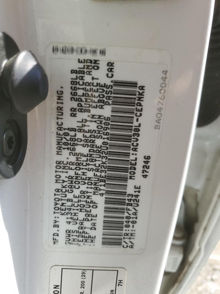 2002 Toyota Camry Le VIN: 4T1BE32K32U016906 Lot: 81311205