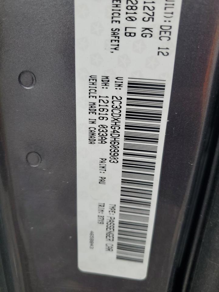 2013 Dodge Charger Sxt VIN: 2C3CDXHG4DH609903 Lot: 62968065