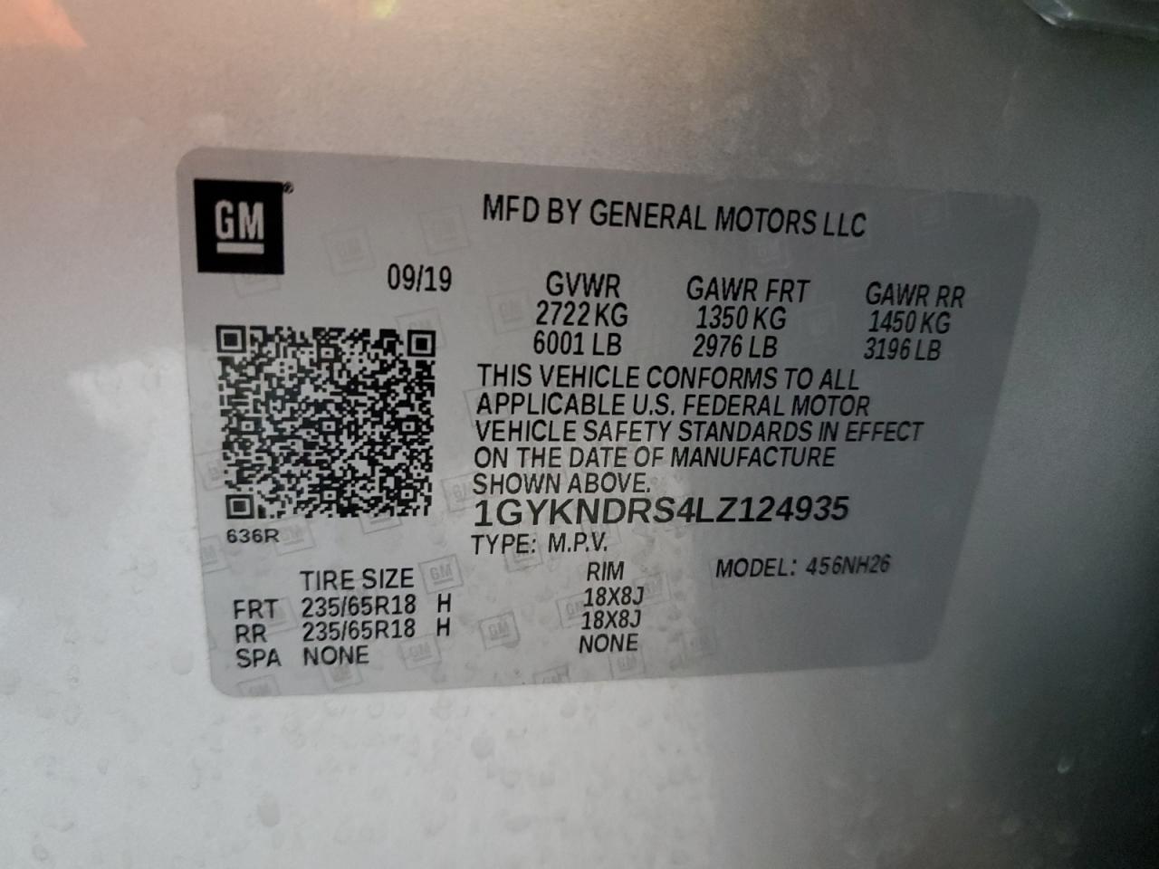 2020 Cadillac Xt5 Premium Luxury VIN: 1GYKNDRS4LZ124935 Lot: 62177965