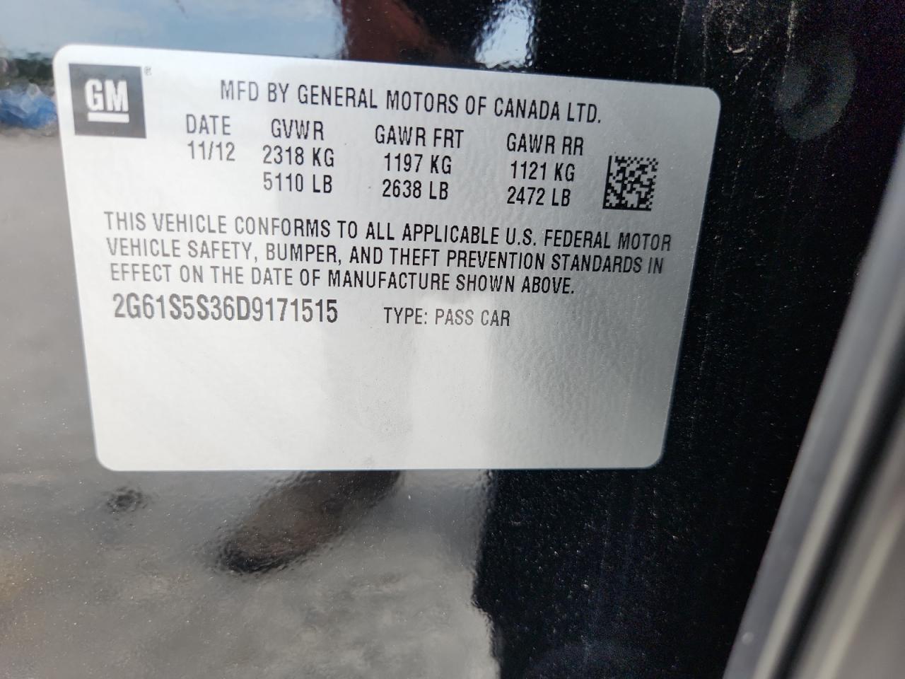 2013 Cadillac Xts Premium Collection VIN: 2G61S5S36D9171515 Lot: 62902765