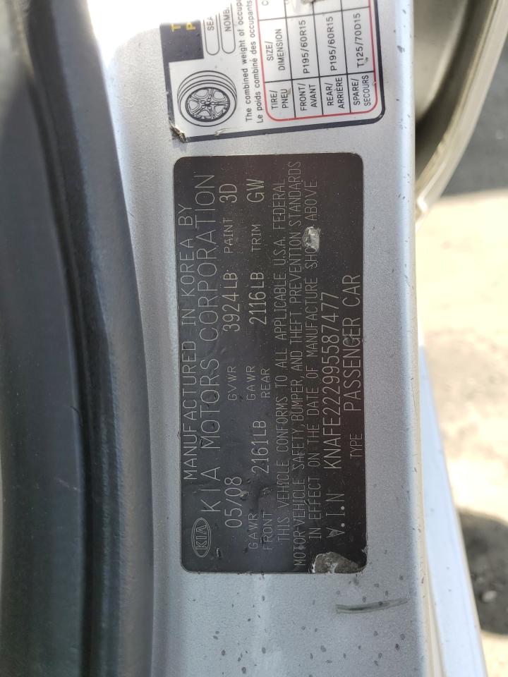 2009 Kia Spectra Ex VIN: KNAFE222995587477 Lot: 62605015