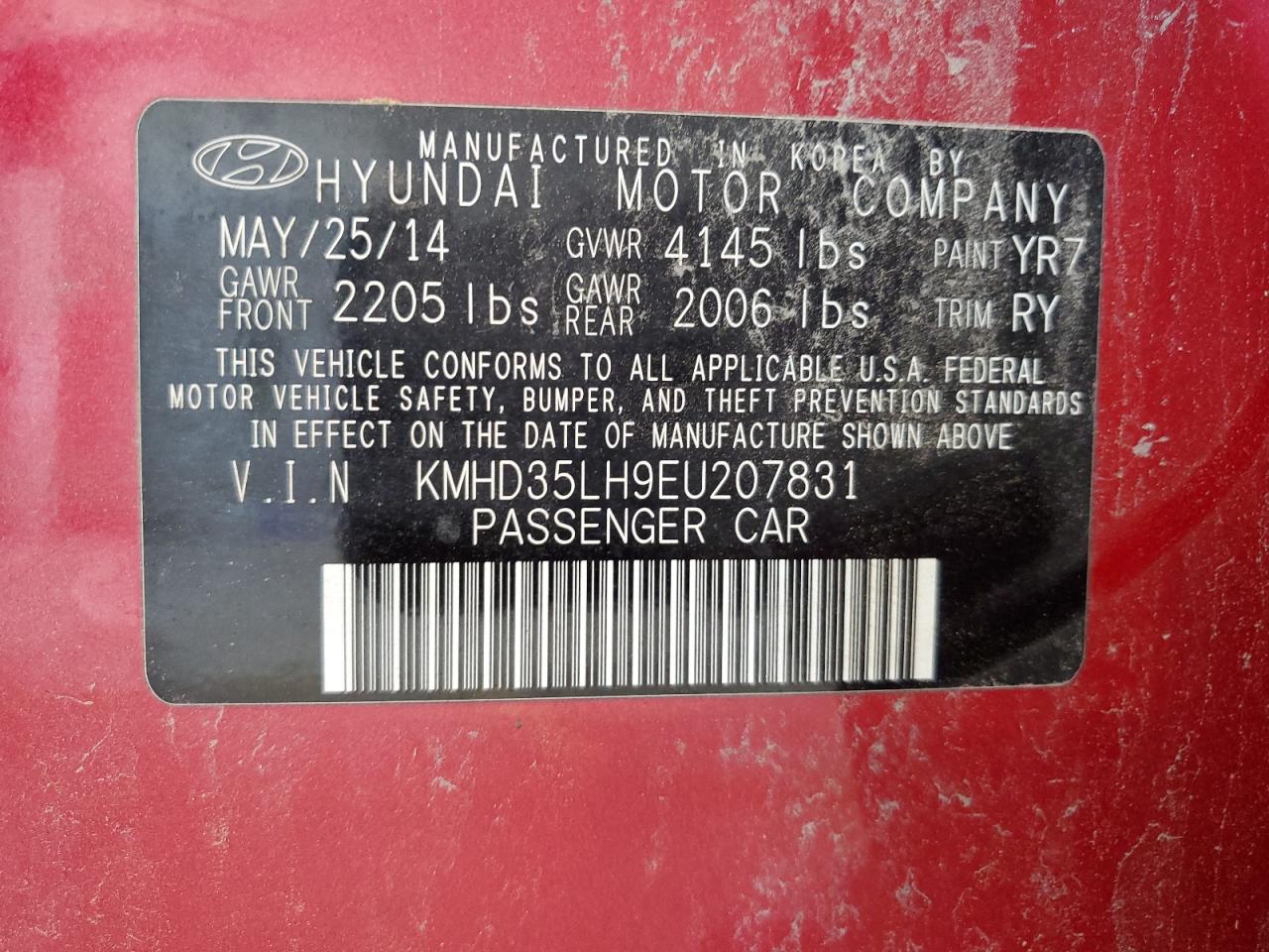 2014 Hyundai Elantra Gt VIN: KMHD35LH9EU207831 Lot: 62599605