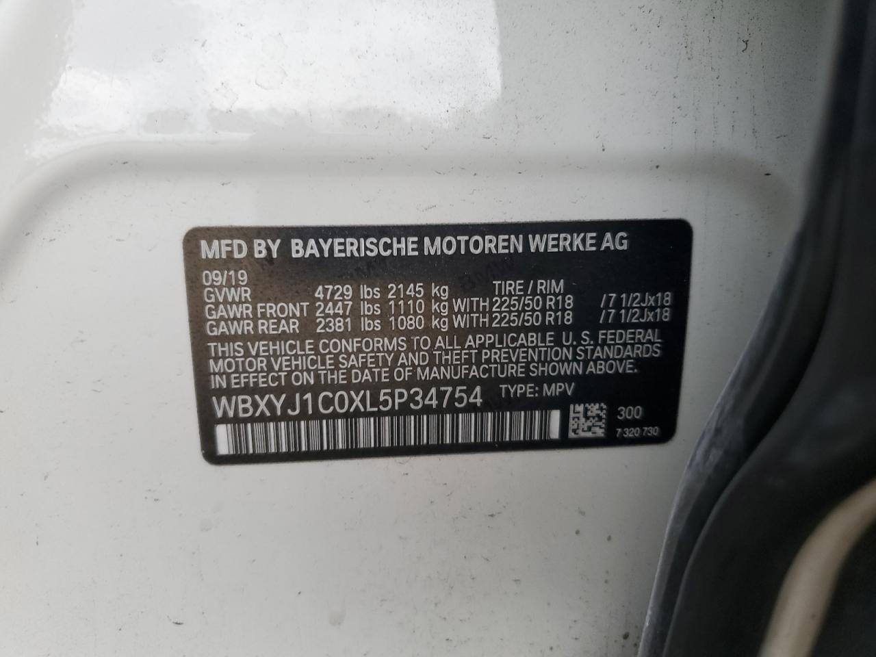 2020 BMW X2 xDrive28I VIN: WBXYJ1C0XL5P34754 Lot: 62839585