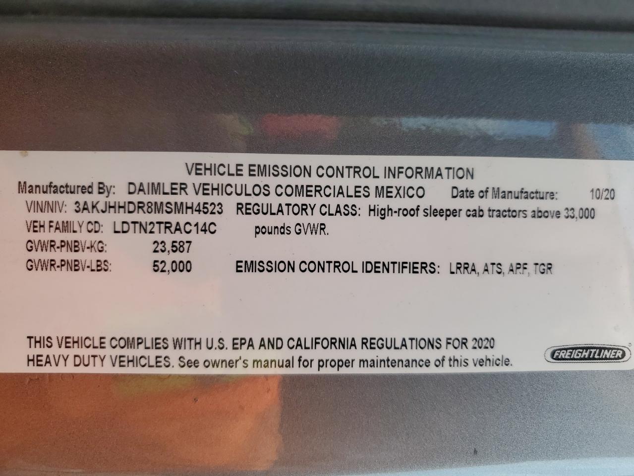 FREIGHTLINER ALL OTHER 2021 VIN 3AKJHHDR8MSMH4523 фото 10