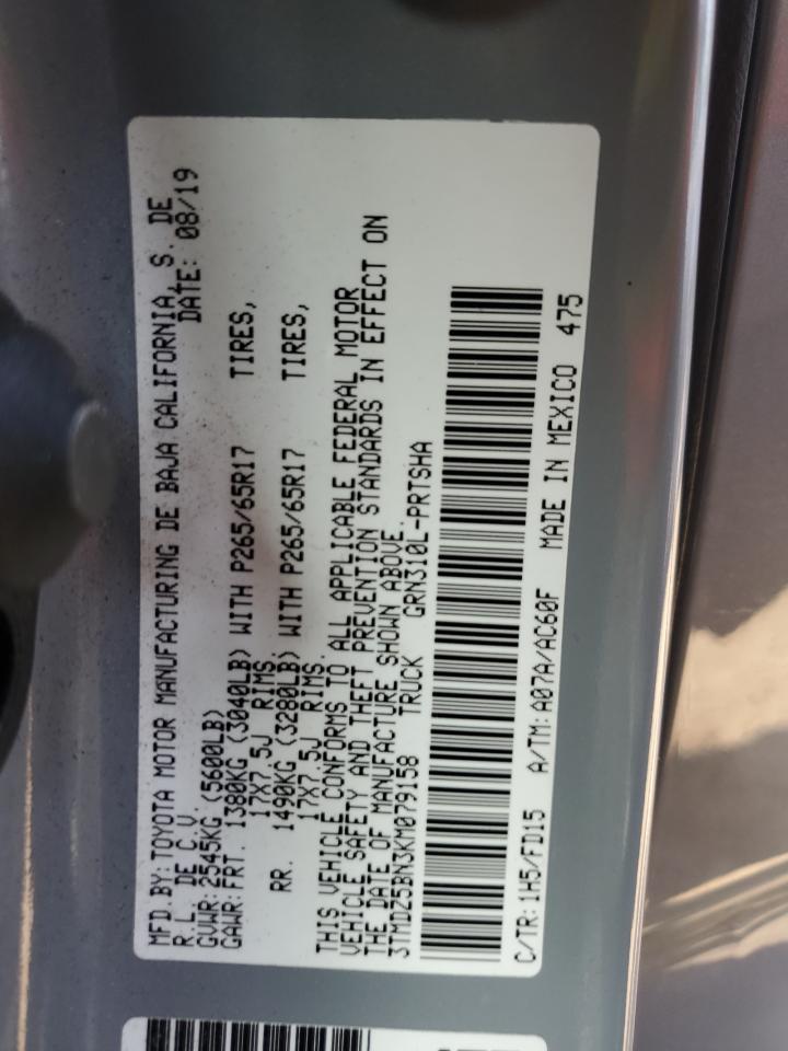 TOYOTA TACOMA 2019 VIN 3TMDZ5BN3KM079158 фото 12