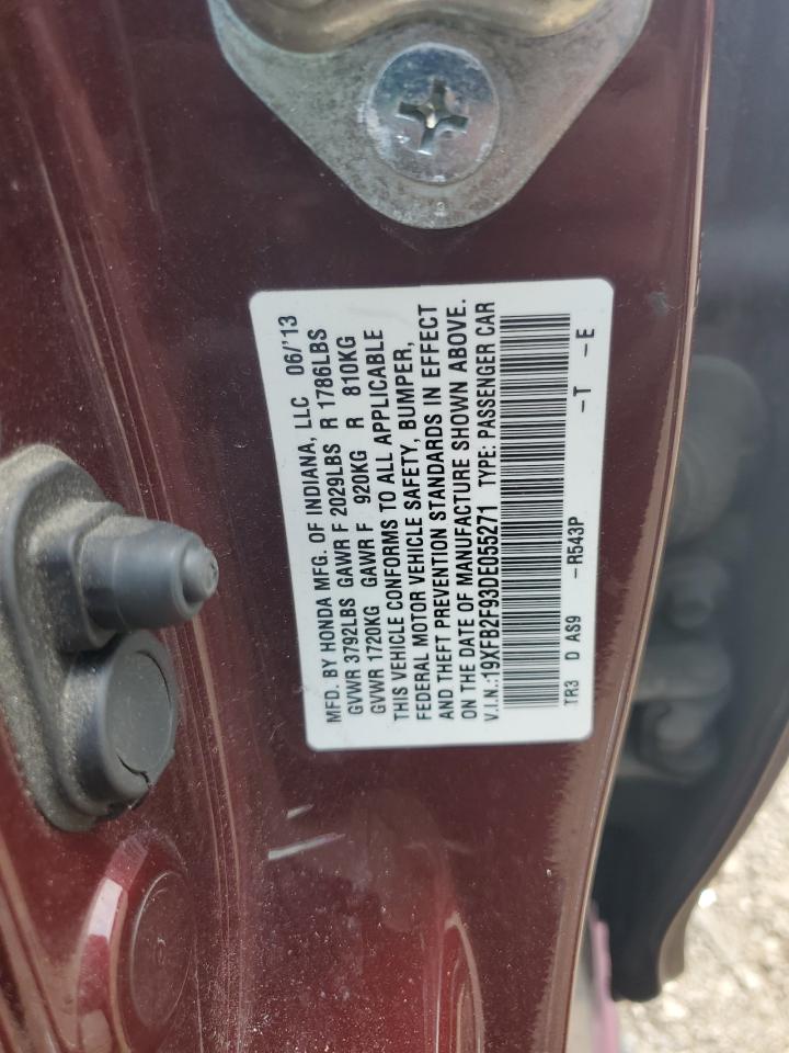 2013 Honda Civic Exl VIN: 19XFB2F93DE055271 Lot: 62596965