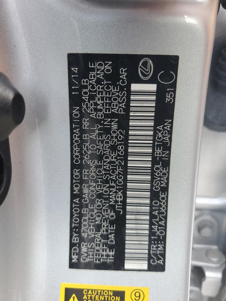 2015 Lexus Es 350 VIN: JTHBK1GG7F2168192 Lot: 59693915